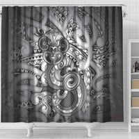 Aotearoa Maori Hei Tiki Shower Curtain Kiwikiwi Kowhaiwhai Puhoro Motif