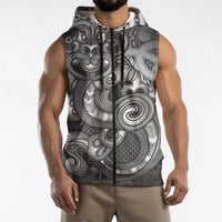 Aotearoa Maori Hei Tiki Sleeveless Zip Hoodie Kiwikiwi Kowhaiwhai Puhoro Motif LT9 - Polynesian Pride