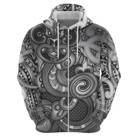 Aotearoa Maori Hei Tiki Zip Hoodie Kiwikiwi Kowhaiwhai Puhoro Motif