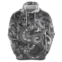 Aotearoa Maori Hei Tiki Zip Hoodie Kiwikiwi Kowhaiwhai Puhoro Motif
