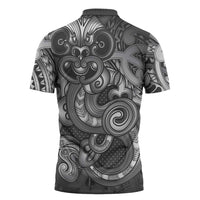 Aotearoa Maori Hei Tiki Zipper Polo Shirt Kiwikiwi Kowhaiwhai Puhoro Motif LT9 - Polynesian Pride