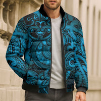 Aotearoa Maori Hei Tiki Bomber Puffer Jacket Kikorangi Kowhaiwhai Puhoro Motif