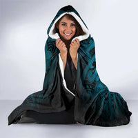 Aotearoa Maori Hei Tiki Hooded Blanket Kikorangi Kowhaiwhai Puhoro Motif