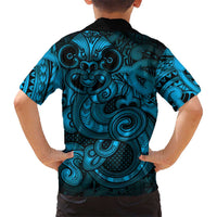 Aotearoa Maori Hei Tiki Kid Hawaiian Shirt Kikorangi Kowhaiwhai Puhoro Motif LT9 - Polynesian Pride