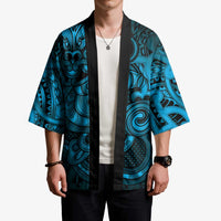 Aotearoa Maori Hei Tiki Kimono Kikorangi Kowhaiwhai Puhoro Motif
