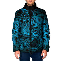 Aotearoa Maori Hei Tiki Padded Jacket Kikorangi Kowhaiwhai Puhoro Motif