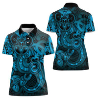 Aotearoa Maori Hei Tiki Women Polo Shirt Kikorangi Kowhaiwhai Puhoro Motif LT9 - Polynesian Pride
