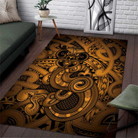 Aotearoa Maori Hei Tiki Area Rug Koura Kowhaiwhai Puhoro Motif