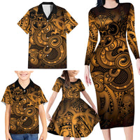 Aotearoa Maori Hei Tiki Family Matching Long Sleeve Bodycon Dress and Hawaiian Shirt Koura Kowhaiwhai Puhoro Motif LT9 - Polynesian Pride