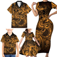 Aotearoa Maori Hei Tiki Family Matching Short Sleeve Bodycon Dress and Hawaiian Shirt Koura Kowhaiwhai Puhoro Motif LT9 - Polynesian Pride