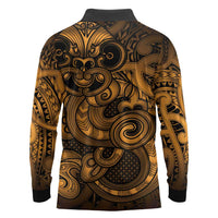 Aotearoa Maori Hei Tiki Long Sleeve Polo Shirt Koura Kowhaiwhai Puhoro Motif LT9 - Polynesian Pride
