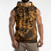 Aotearoa Maori Hei Tiki Sleeveless Hoodie Koura Kowhaiwhai Puhoro Motif LT9 - Polynesian Pride