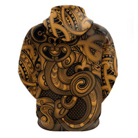 Aotearoa Maori Hei Tiki Zip Hoodie Koura Kowhaiwhai Puhoro Motif