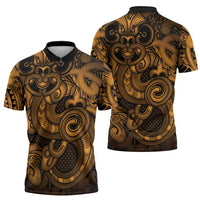 Aotearoa Maori Hei Tiki Zipper Polo Shirt Koura Kowhaiwhai Puhoro Motif LT9 - Polynesian Pride