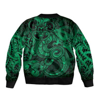 Aotearoa Maori Hei Tiki Bomber Jacket Kakariki Kowhaiwhai Puhoro Motif