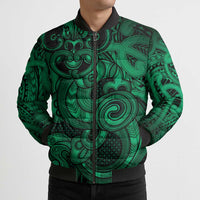 Aotearoa Maori Hei Tiki Bomber Puffer Jacket Kakariki Kowhaiwhai Puhoro Motif