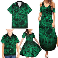 Aotearoa Maori Hei Tiki Family Matching Summer Maxi Dress and Hawaiian Shirt Kakariki Kowhaiwhai Puhoro Motif LT9 - Polynesian Pride