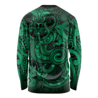 Aotearoa Maori Hei Tiki Long Sleeve Shirt Kakariki Kowhaiwhai Puhoro Motif