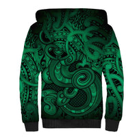 Aotearoa Maori Hei Tiki Sherpa Hoodie Kakariki Kowhaiwhai Puhoro Motif LT9 - Polynesian Pride