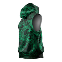 Aotearoa Maori Hei Tiki Sleeveless Hoodie Kakariki Kowhaiwhai Puhoro Motif LT9 - Polynesian Pride