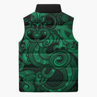 Aotearoa Maori Hei Tiki Sleeveless Puffer Jacket Kakariki Kowhaiwhai Puhoro Motif LT9 - Polynesian Pride