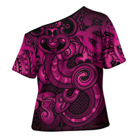 Aotearoa Maori Hei Tiki Cross Shoulder Shirt Mawhero Kowhaiwhai Puhoro Motif
