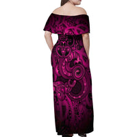 Aotearoa Maori Hei Tiki Family Matching Off Shoulder Maxi Dress and Hawaiian Shirt Mawhero Kowhaiwhai Puhoro Motif LT9 - Polynesian Pride