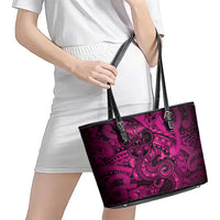 Aotearoa Maori Hei Tiki Leather Tote Bag Mawhero Kowhaiwhai Puhoro Motif