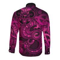 Aotearoa Maori Hei Tiki Long Sleeve Button Shirt Mawhero Kowhaiwhai Puhoro Motif