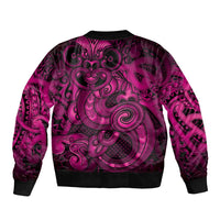 Aotearoa Maori Hei Tiki Sleeve Zip Bomber Jacket Mawhero Kowhaiwhai Puhoro Motif