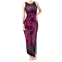 Aotearoa Maori Hei Tiki Tank Maxi Dress Mawhero Kowhaiwhai Puhoro Motif LT9 Women Pink - Polynesian Pride