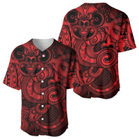 Aotearoa Maori Hei Tiki Baseball Jersey Whero Kowhaiwhai Puhoro Motif