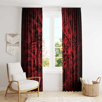 Aotearoa Maori Hei Tiki Window Curtain Whero Kowhaiwhai Puhoro Motif