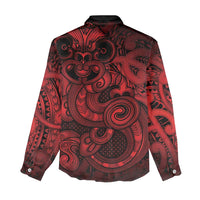 Aotearoa Maori Hei Tiki Women Casual Shirt Whero Kowhaiwhai Puhoro Motif LT9 - Polynesian Pride