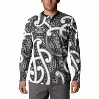 Aotearoa Maori Kowhaiwhai Button Sweatshirt Kiwikiwi Puhoro and Patiki