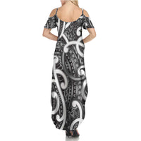 Aotearoa Maori Kowhaiwhai Family Matching Summer Maxi Dress and Hawaiian Shirt Kiwikiwi Puhoro and Patiki LT9 - Polynesian Pride