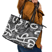 Aotearoa Maori Kowhaiwhai Leather Tote Bag Kiwikiwi Puhoro and Patiki