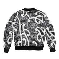 Aotearoa Maori Kowhaiwhai Sleeve Zip Bomber Jacket Kiwikiwi Puhoro and Patiki