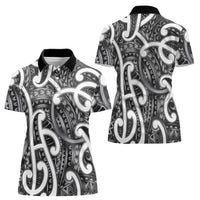 Aotearoa Maori Kowhaiwhai Women Polo Shirt Kiwikiwi Puhoro and Patiki
