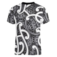 Aotearoa Maori Kowhaiwhai Women V-Neck T-Shirt Kiwikiwi Puhoro and Patiki LT9 - Polynesian Pride