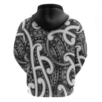 Aotearoa Maori Kowhaiwhai Zip Hoodie Kiwikiwi Puhoro and Patiki