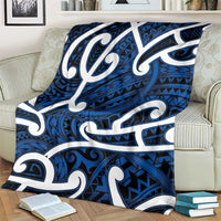 Aotearoa Maori Kowhaiwhai Blanket Kikorangi Puhoro and Patiki