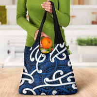 Aotearoa Maori Kowhaiwhai Grocery Bag Kikorangi Puhoro and Patiki