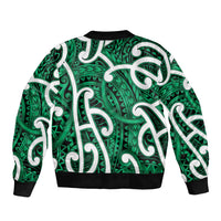 Aotearoa Maori Kowhaiwhai Bomber Jacket Kakariki Puhoro and Patiki