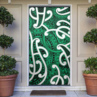 Aotearoa Maori Kowhaiwhai Door Cover Kakariki Puhoro and Patiki LT9 Green - Polynesian Pride