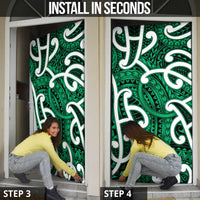 Aotearoa Maori Kowhaiwhai Door Cover Kakariki Puhoro and Patiki LT9 - Polynesian Pride