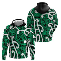 Aotearoa Maori Kowhaiwhai Hoodie Kakariki Puhoro and Patiki