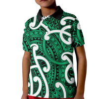 Aotearoa Maori Kowhaiwhai Kid Polo Shirt Kakariki Puhoro and Patiki