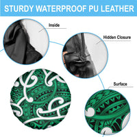 Aotearoa Maori Kowhaiwhai Spare Tire Cover Kakariki Puhoro and Patiki