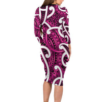 Aotearoa Maori Kowhaiwhai Family Matching Long Sleeve Bodycon Dress and Hawaiian Shirt Mawhero Puhoro and Patiki LT9 - Polynesian Pride